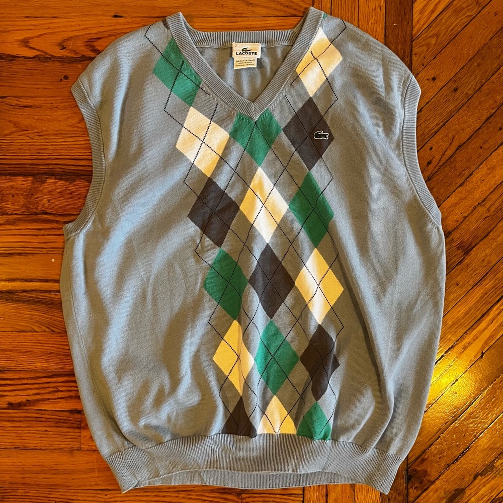 Lacoste Men’s Blue Argyle Sweater Vest
